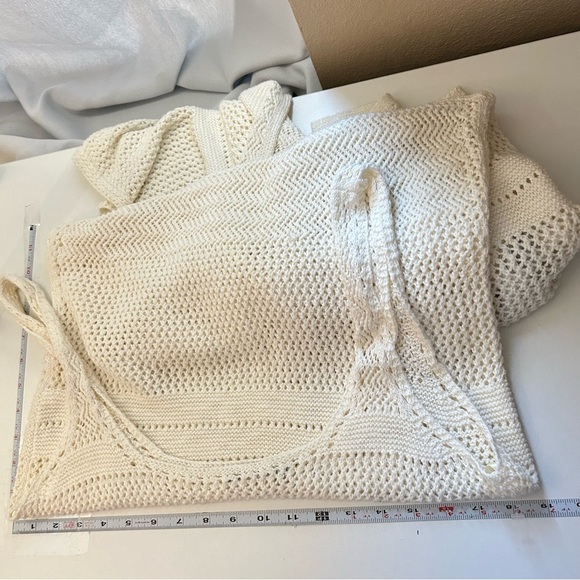 Abercrombie Fitch Dress Women Size XL Tall Cream Knit Crochet Beach Fisherman - Picture 9 of 13